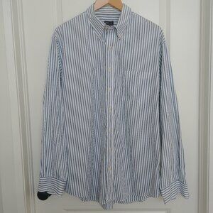 Jos A. Bank Traveler's XL Tailored Fit 100% Cotton Blue White Striped Sh…